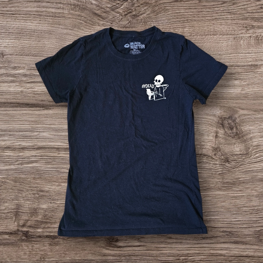 Black Matter Kids Tee with Skeleton Graphic - Navy